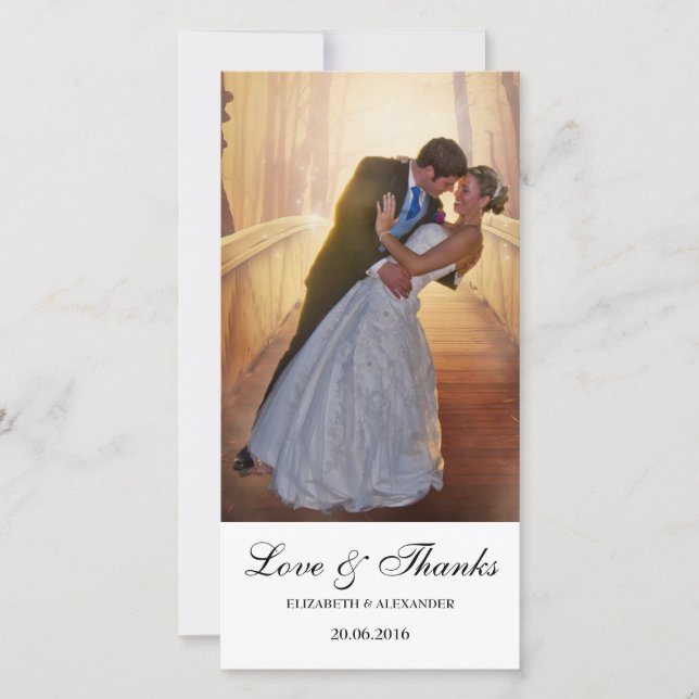 Simple Modern Wedding Thank You Photo Card (Front)