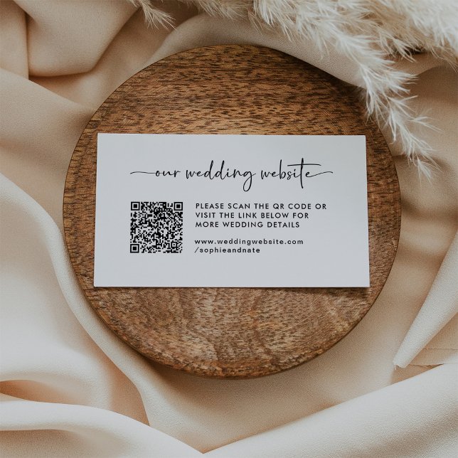 Simple Modern Wedding Website QR Code Enclosure Card (Creator Uploaded)