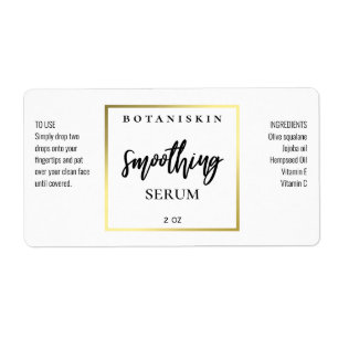 Simple Modern White And Gold Serum Labels