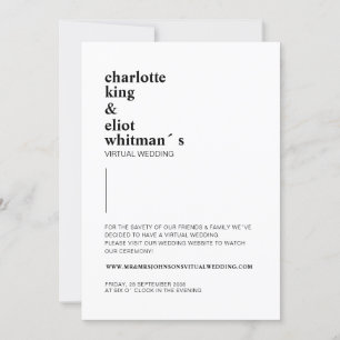 Simple, modern white, black invitation