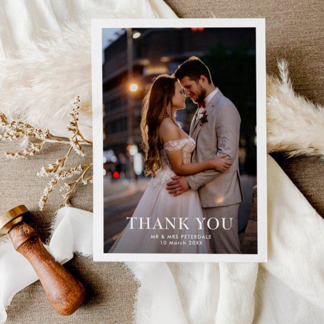 simple modern white border wedding thank you card (Creator Uploaded)