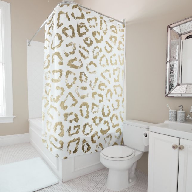 Simple modern white chic faux gold cheetah print (In Situ)