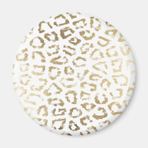 Simple modern white chic faux gold cheetah print magnet