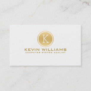 Simple Modern White & Gold Geometric Accent Business Card