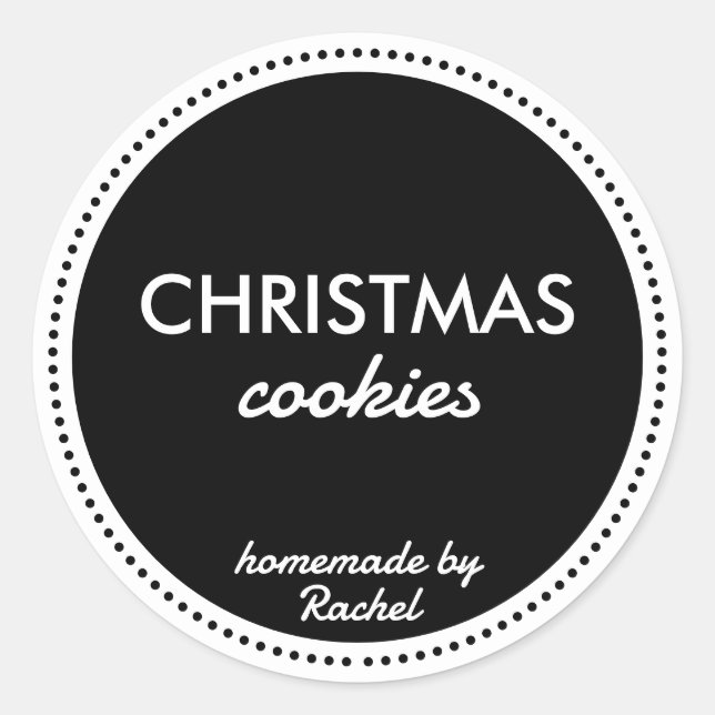 Simple Modern White Homemade Christmas Cookies Classic Round Sticker (Front)