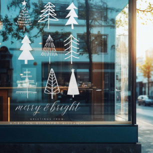 Simple Modern White Merry & Bright Christmas Window Cling