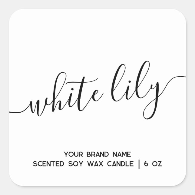Simple modern white minimal candle label (Front)