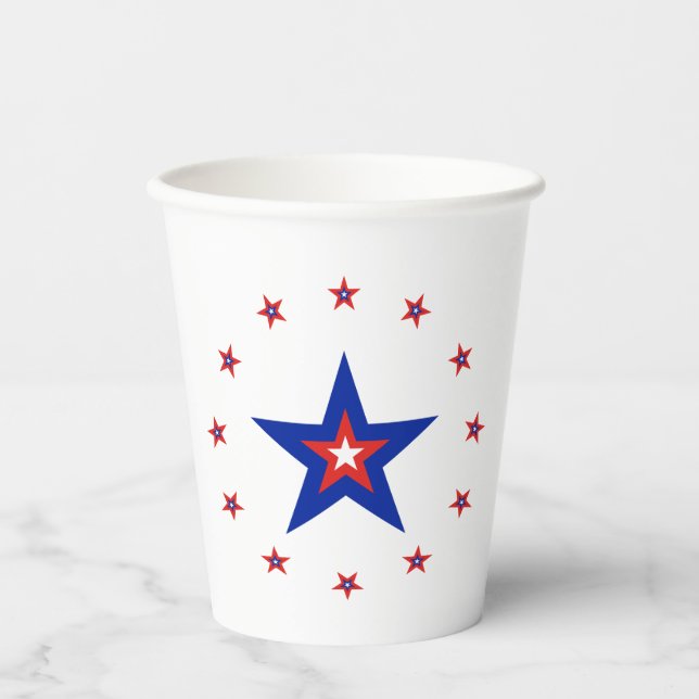 Simple Modern White Paper Cup with Ring of Stars (Front)