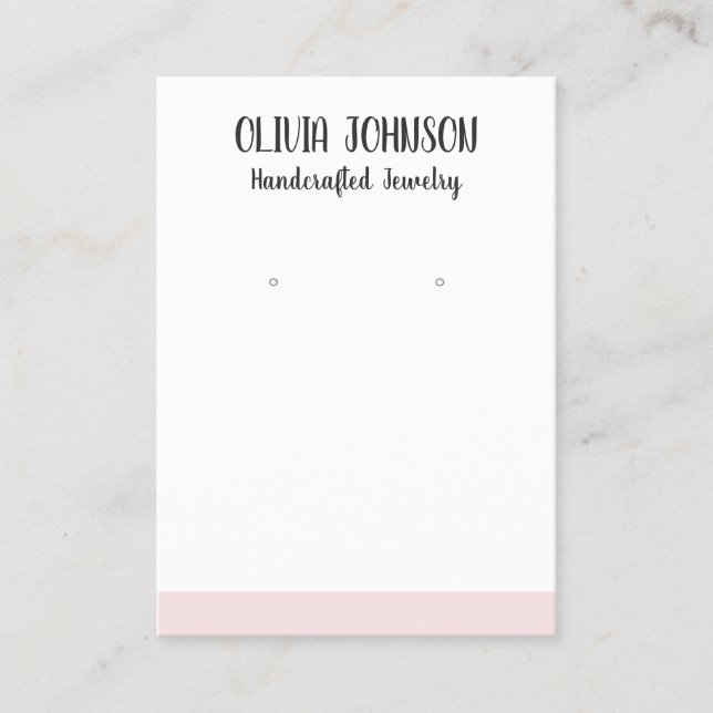 Simple Modern White Pink Jewellery Earring Display Business Card (Front)