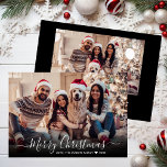 Simple Modern White Script 2 Photo Christmas Holiday Card<br><div class="desc">Modern Cute Minimalist White Script 2 Photo Merry Christmas Script Holiday Card. This festive, simple minimalist, whimsical two photo holiday greeting card template features „Merry Christmas” greeting text which is written in a hand lettered swirly swash-tail font white calligraphy script photo overlay. On the back side with your greeting message...</div>