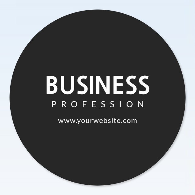 Simple Modern White Text on Black Classic Round Sticker (Creator Uploaded)