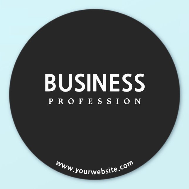 Simple Modern White Text on Black Classic Round Sticker (Creator Uploaded)