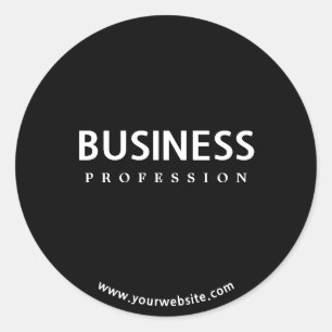 Simple Modern White Text on Black Classic Round Sticker