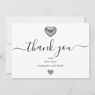 Simple Modern WhiteWedding Silver Heart Invitation
