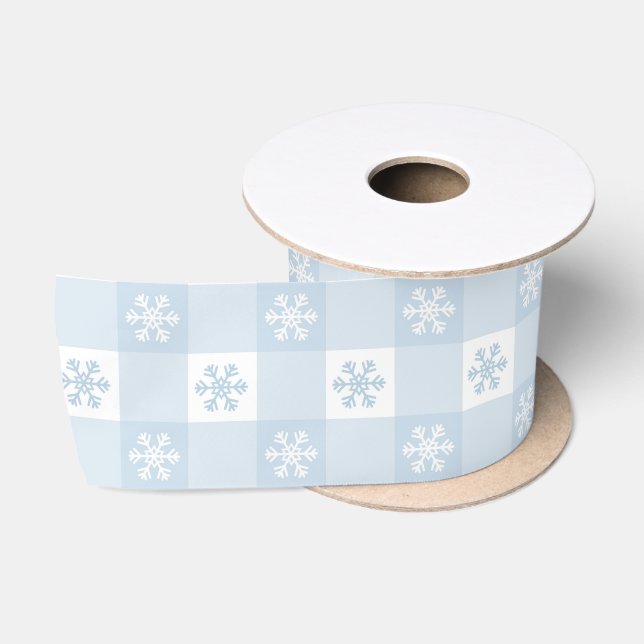 Simple Modern Winter Snowflake Christmas Holiday Satin Ribbon (Spool)