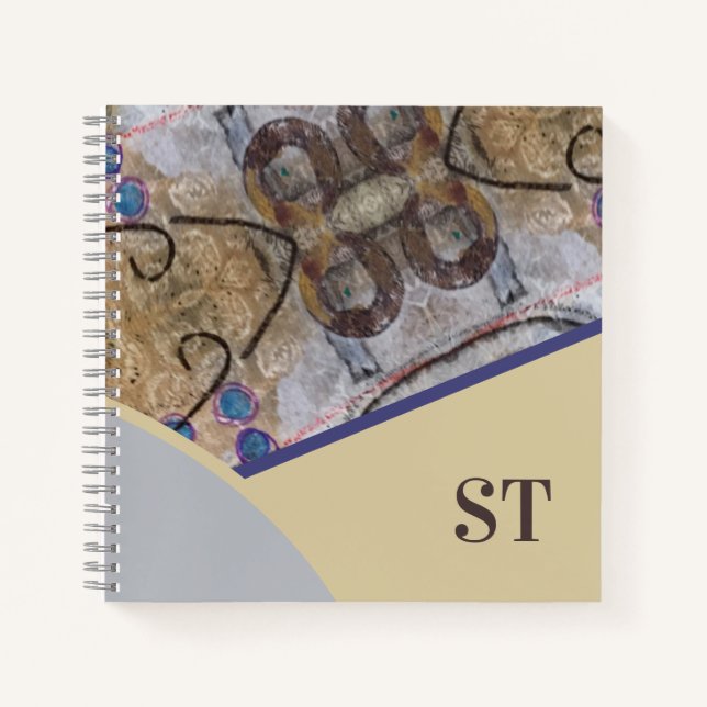 Simple Modern with Abstract Accents Initials Notebook (Front)