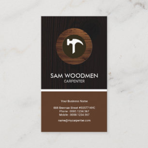 Simple Modern Wood Grain Panel Carpenter Business Card
