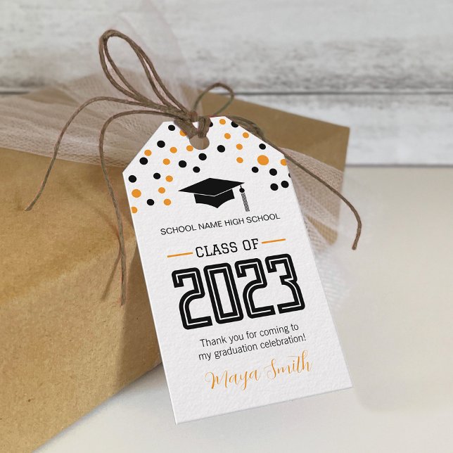 Simple Modern Yellow Back Graduation Gift Tag (Creator Uploaded)