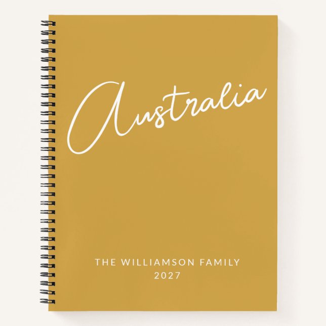 Simple Modern Yellow Personalized Family Travel Notebook (Front)