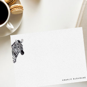 Simple Modern Zebra Personalized Stationery Card