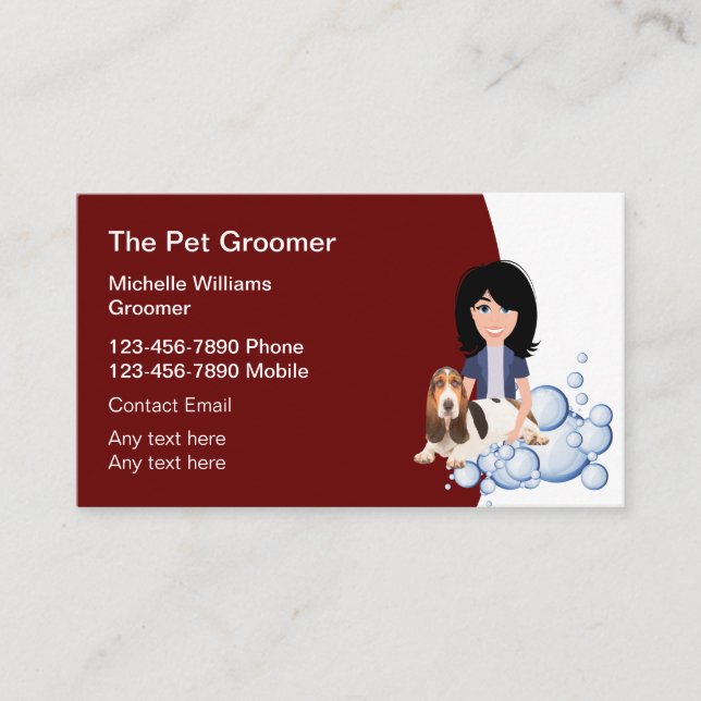 Simple moderne Animaux de compagnie Groomer Cartes (Devant)