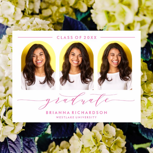 SIMPLE MODERNE ARCH SCRIPT GRADUCATION INVITATION (Créateur téléchargé)