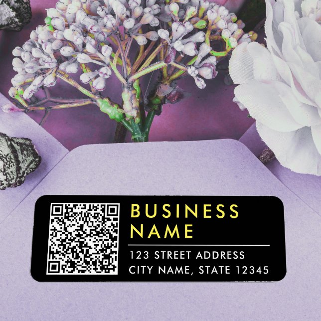 Simple moderne Black Yellow Web Contact Code QR (Créateur téléchargé)