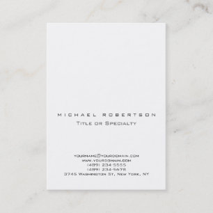 Simple moderne blanc Chubby Grand Carte de visite