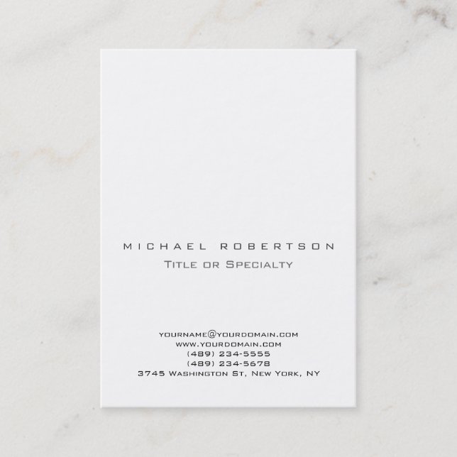 Simple moderne blanc Chubby Grand Carte de visite (Devant)