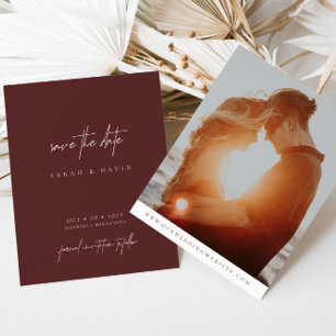 Simple moderne Burgundy Photo Enregistrer la carte