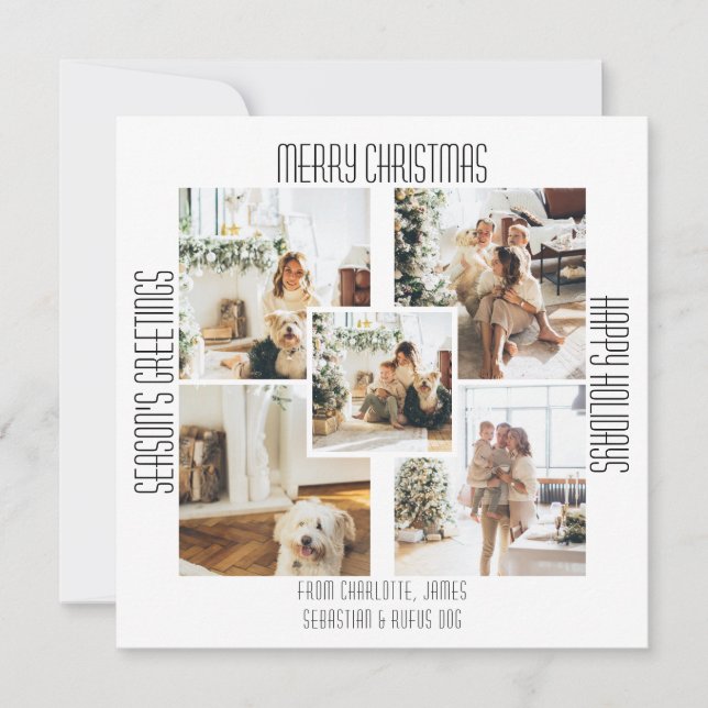 Simple Moderne Carte de Noël avec 5 Photos et Text (Devant)