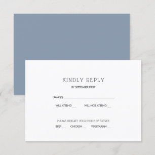 Simple moderne Dusty Blue Wedding Invitation RSVP