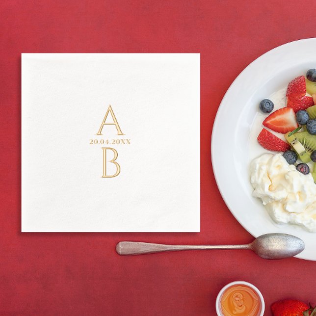 Simple Moderne Élégant Mariage Date Et Monogramme (Créateur téléchargé)