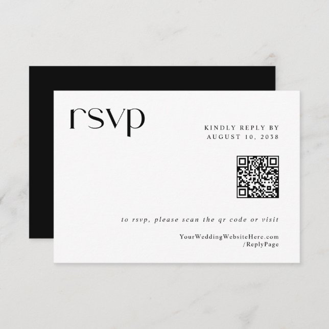 Simple moderne élégant mariage QR Code carte RSVP (Devant / Derrière)