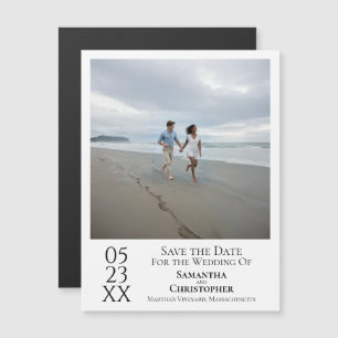 Simple moderne Enregistrer la photo de date Magnet