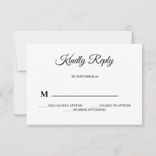 Simple, moderne et minimaliste   Carte RSVP de mar