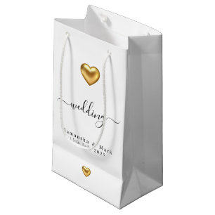 Simple moderne Gold Heart Mariage Petit sac cadeau