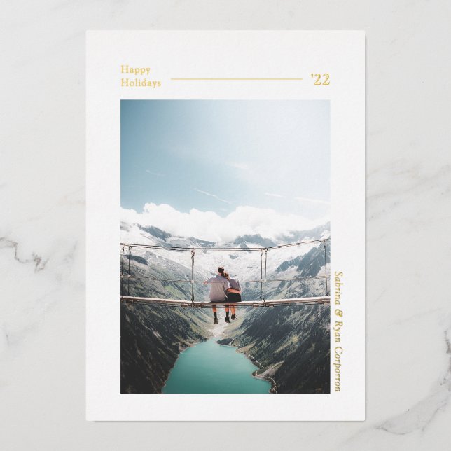 Simple moderne Joyeux Vacances Photo Carte de vaca (Recto)