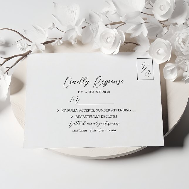 Simple Moderne Mariage Noir et Blanc RSVP (Créateur téléchargé)