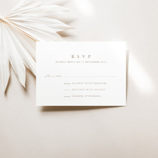 Simple moderne minimaliste mariage carte RSVP