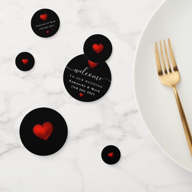 Simple moderne Red Heart Mariage Confetti (Groupe)