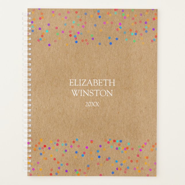 Simple moderne Rustique Kraft Rainbow Confetti Pla (Devant)