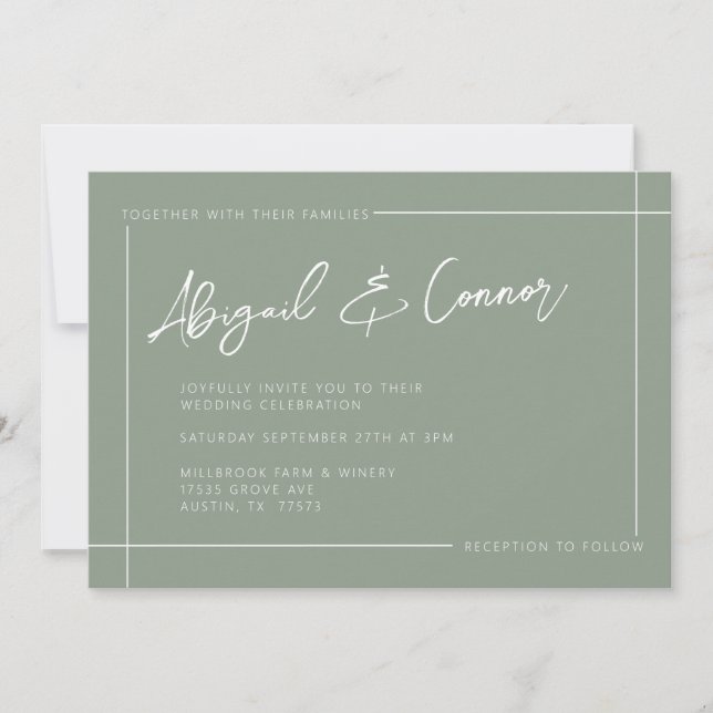 Simple moderne Sage Green Calligraphie Invitation (Devant)