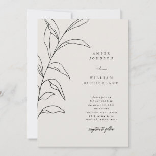 Simple Moments Hand-Drawn Stem Wedding Invitation