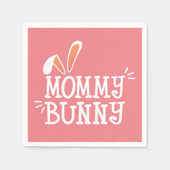 Simple Mommy Bunny Easter Typograph | Paper Napkin (Front)