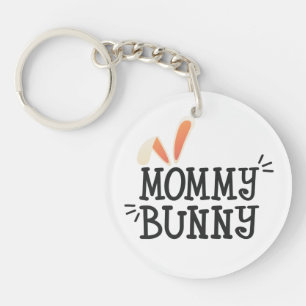 Simple Mommy Bunny Easter Typography   Keychain