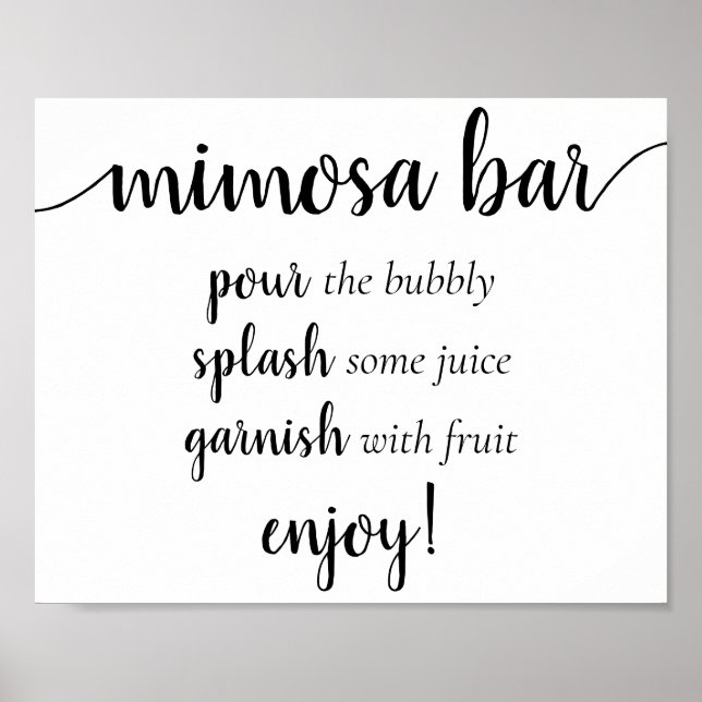 Simple Momosa Bar | Black Script Any Event Sign (Front)