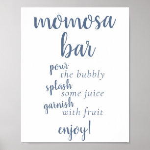 Simple Momosa Bar   Dusty Blue Any Event Sign