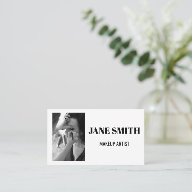 Simple Monochrome Beauty Business Card (Standing Front)