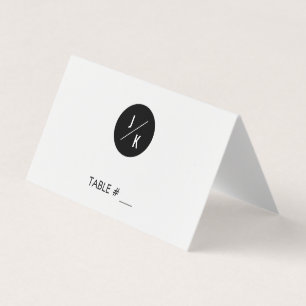 Simple monochrome circle place cards - folded